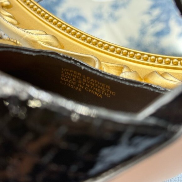 🆕 KURT GEIGER LONDON 🧿 NWOB Chelsea Ankle Strap Heel, Black Snakeskin, Sz 37 7 - Picture 13 of 15